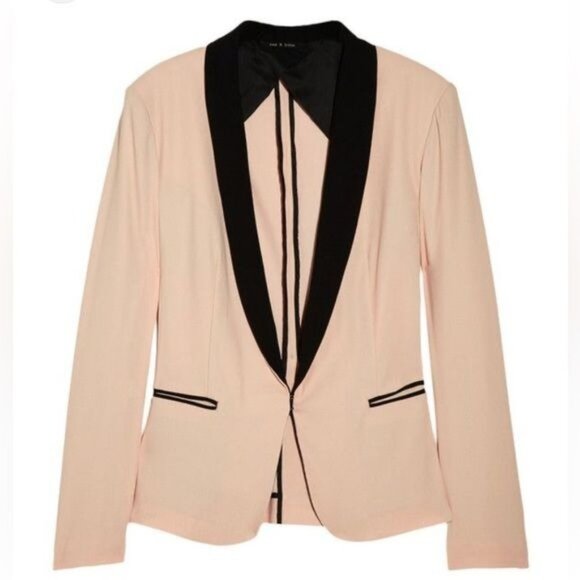 Rag & Bone Tuxedo Blazer Jacket Peach & Black Pockets Collar Stretch 4 - Picture 1 of 10